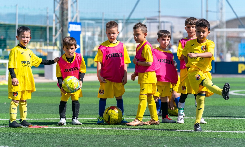 Young players lined up at camp